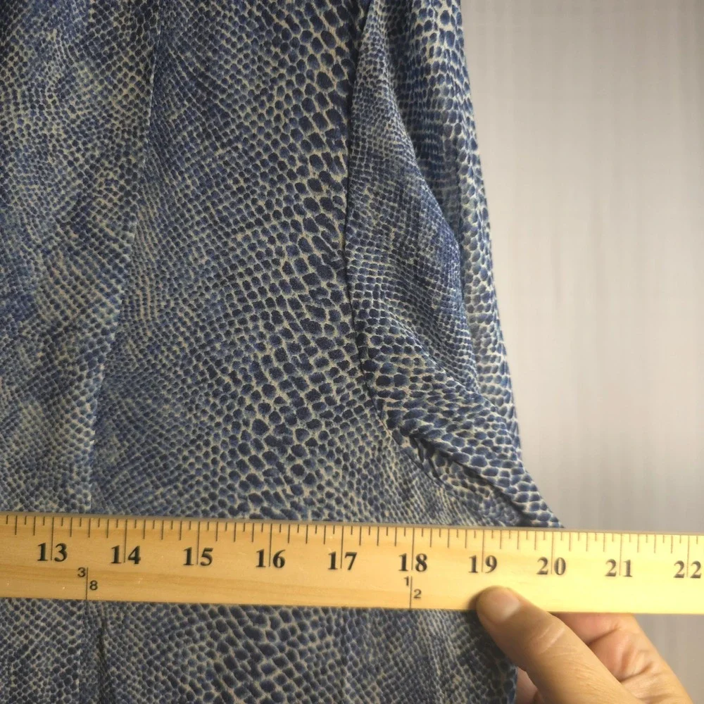 Tory Burch 10 Blue Silk Snakeskin Print Long Sleeve Shift‎ Dress Minimalist Work